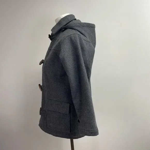 Girl's Children's Place Grey Hooded Duffle Winter Coat wool blend. Toggle jacket - Picture 3 of 16